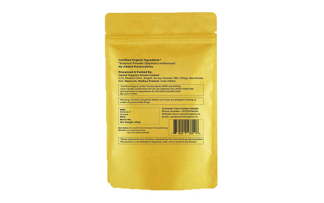 Carmel Organics Soapnut Powder    Pack  250 grams